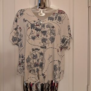 TS True Self Cream Graphic Map Print Top Size large